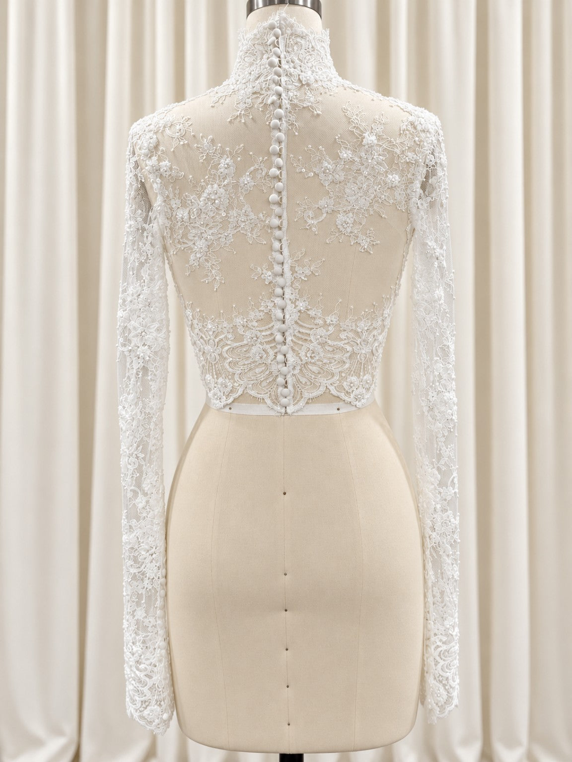 Ginevra bridal top back fabric covered buttons