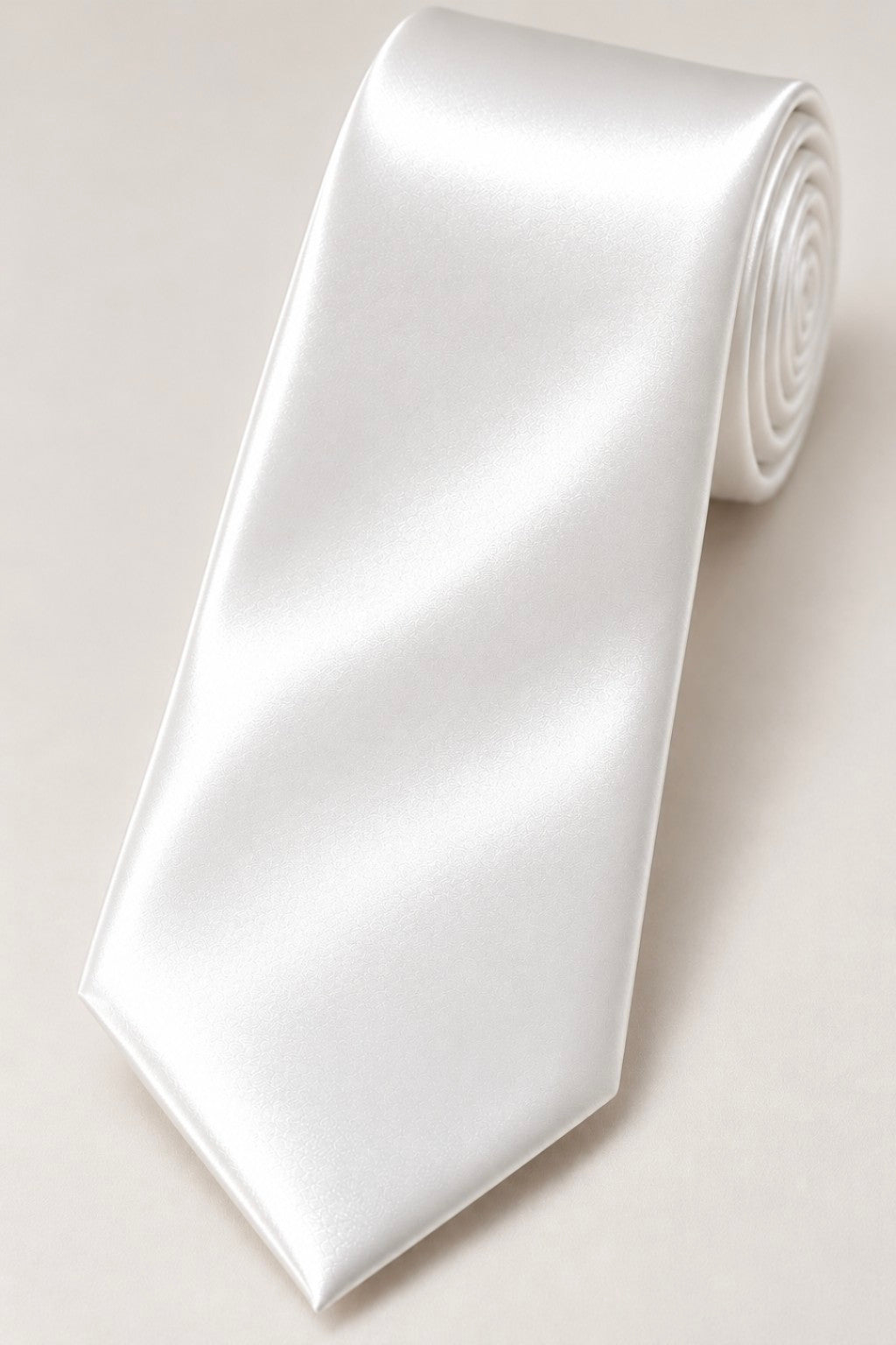 Ivory Mikado men's tie with subtly lustrous woven finish, product photograph