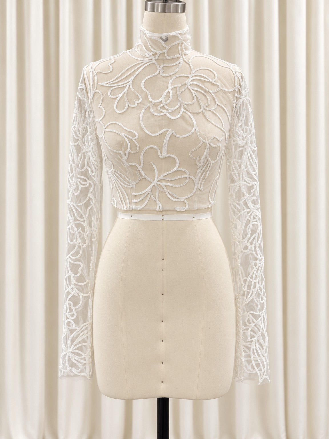 Ottavia floral embroidered bridal top front view