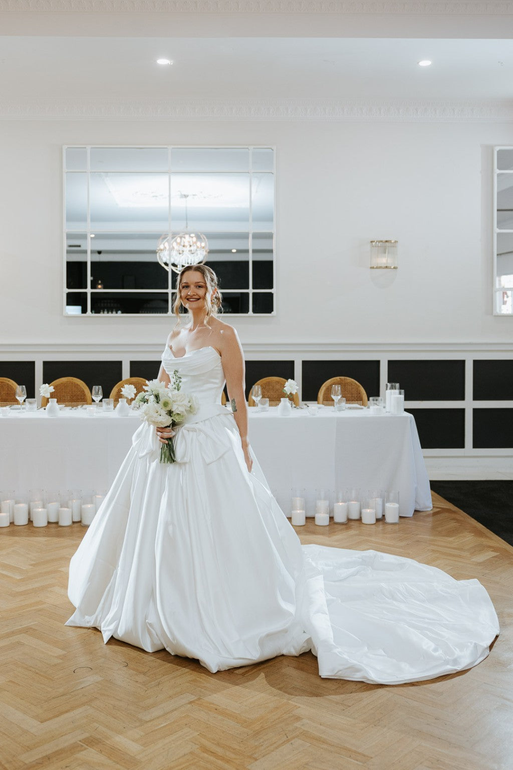 Serafina wedding gown front in reception room