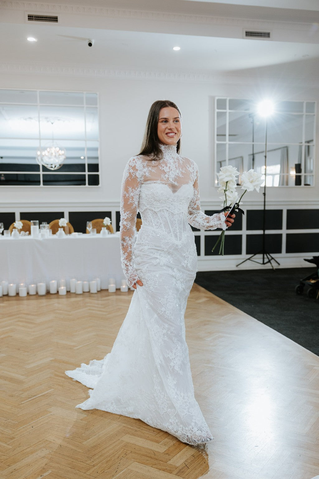 Vittoria wedding gown styled with optional bolero sold separately