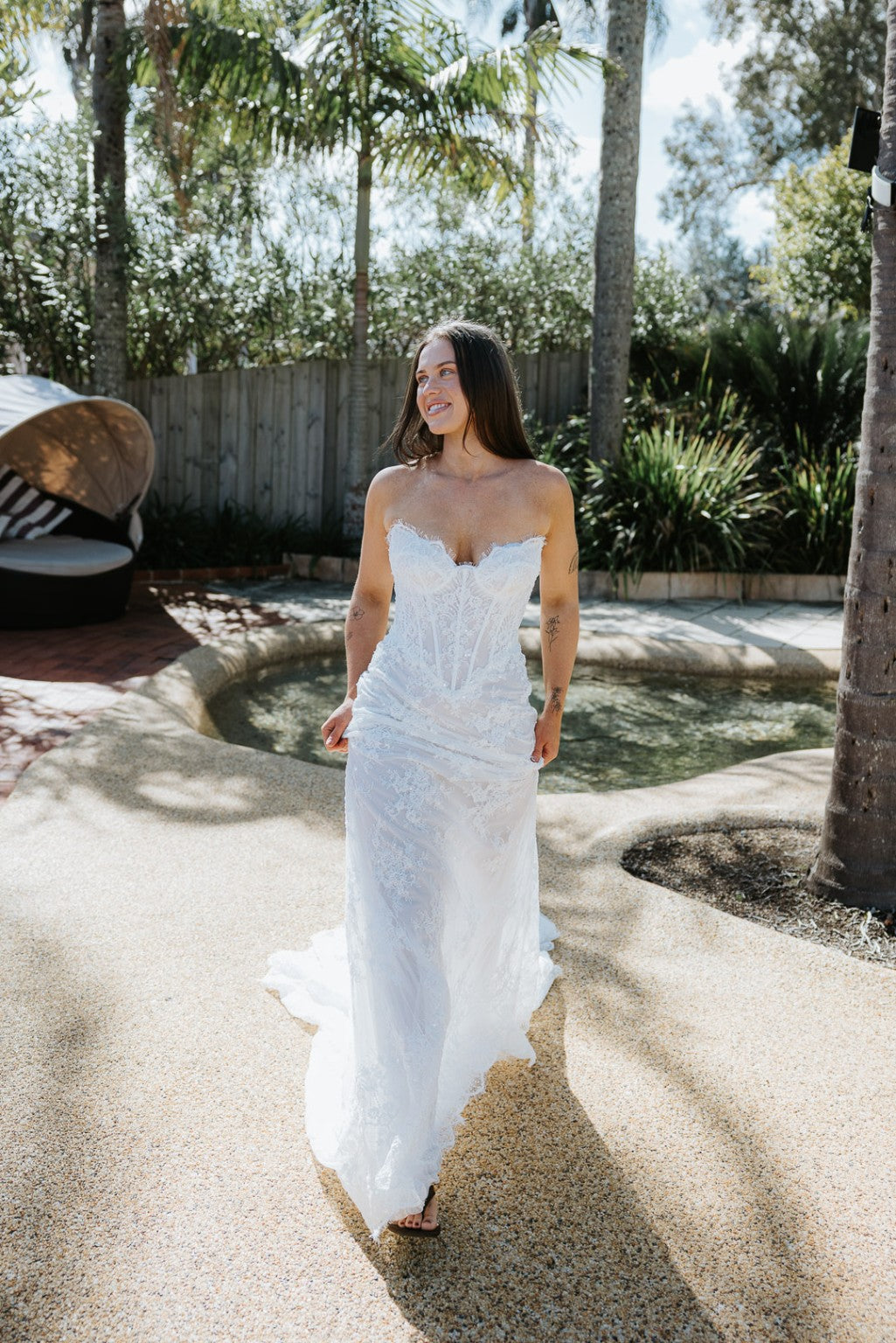 Vittoria French lace fitted wedding gown front view