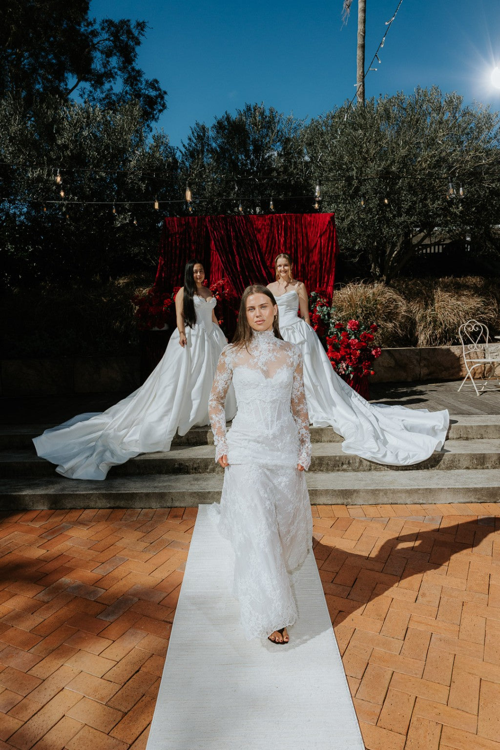 Vittoria wedding gown styled with optional sleeves and bolero